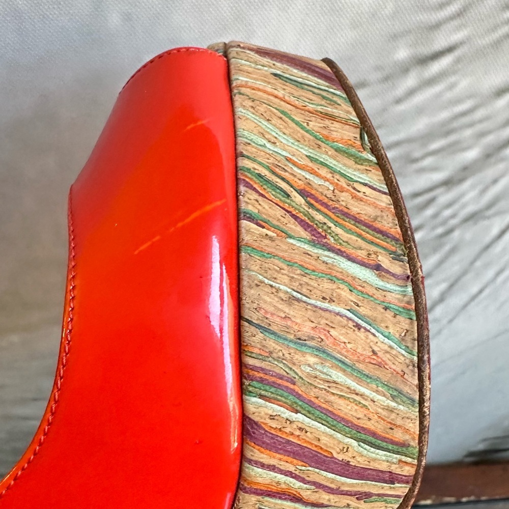 🌺CHRISTIAN LOUBOUTIN 👠 Banane 140 Patent Cork Trinidad Pumps size 35.5 - Picture 10 of 17